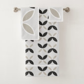 白黒と灰色の花の模様 バスタオルセット (インサイチュ)