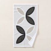 白黒と灰色の花の模様 バスタオルセット (ハンドタオル)
