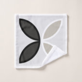 白黒と灰色の花の模様 バスタオルセット (ウォッシュタオル)