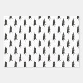 白黒と素朴金ゴールドエバーグリーンクリスマスツリー ラッピングペーパーシート (正面2)