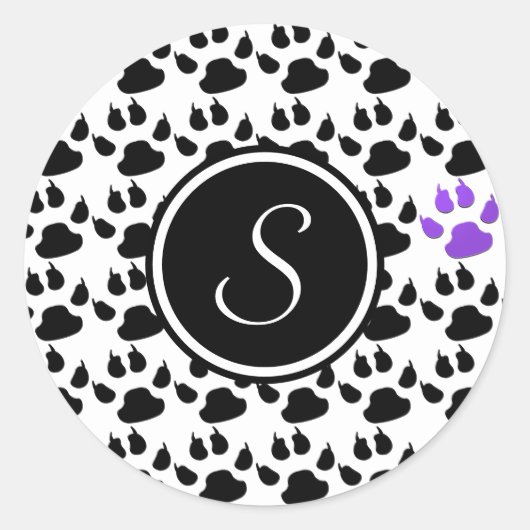 白黒と紫のポープリント ラウンドシール (正面)