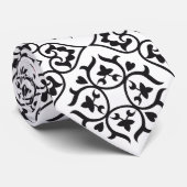 白黒と赤いハートダマスクタイ ネクタイ (ロール)