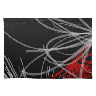 白黒と赤いモダン抽象芸術 ランチョンマット