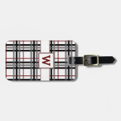 白黒と赤い格子模様の荷札 ラゲッジタグ (正面横)