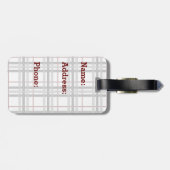 白黒と赤い格子模様の荷札 ラゲッジタグ (裏面横)