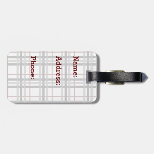 白黒と赤い格子模様の荷札 ラゲッジタグ (裏面横)