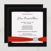 白黒と赤すべての行事 招待状 (正面/裏面)