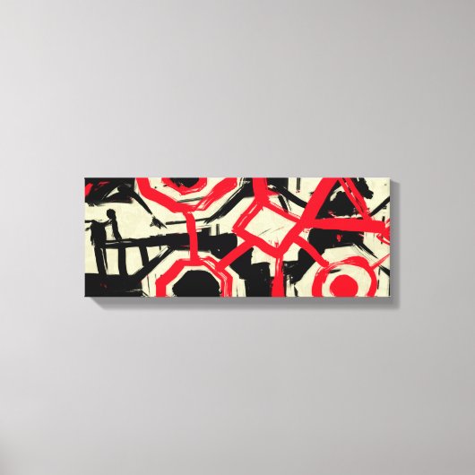 白黒と赤のブラシトロケスケッチ キャンバスプリント (正面)