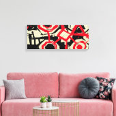 白黒と赤のブラシトロケスケッチ キャンバスプリント (インサイチュ (リビング))