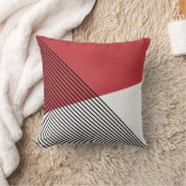 白黒と赤の幾何学的シンプルアート クッション (ブランケット)