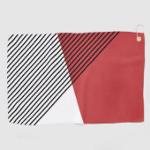 白黒と赤の幾何学的シンプルアート ゴルフタオル (横)