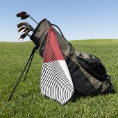 白黒と赤の幾何学的シンプルアート ゴルフタオル (グリーン)