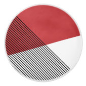 白黒と赤の幾何学的シンプルアート セラミックノブ (正面)