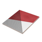 白黒と赤の幾何学的シンプルアート タイル (側面)