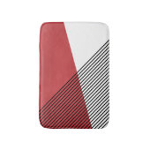 白黒と赤の幾何学的シンプルアート バスマット (正面縦)