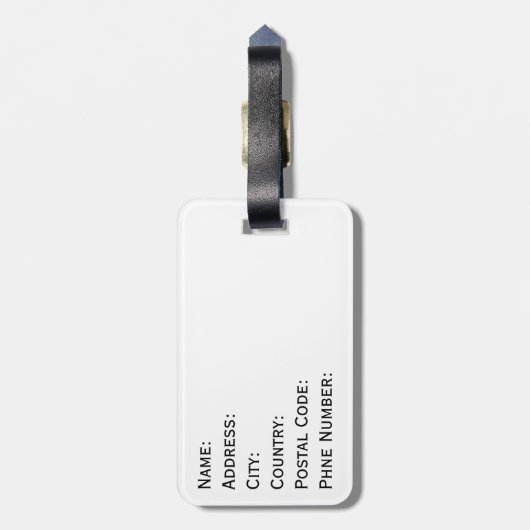 白黒と赤の幾何学的シンプルアート ラゲッジタグ (裏面縦)