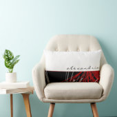 白黒と赤抽象芸術リボン |白 |名前 ランバークッション (椅子)