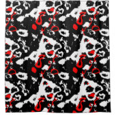 白黒と赤抽象芸術 シャワーカーテン (正面)