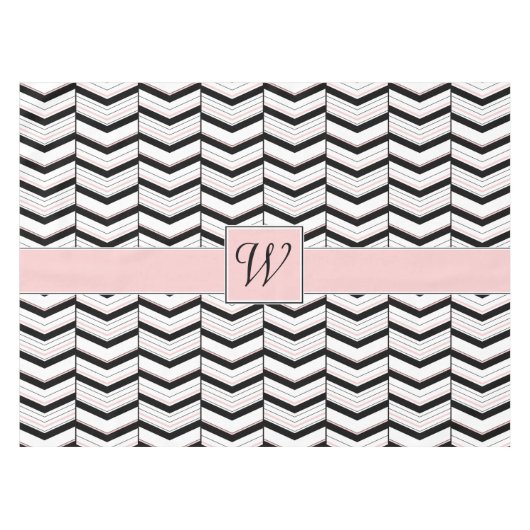 白黒と赤面シェブロンテーブルクロス テーブルクロス (正面(横))