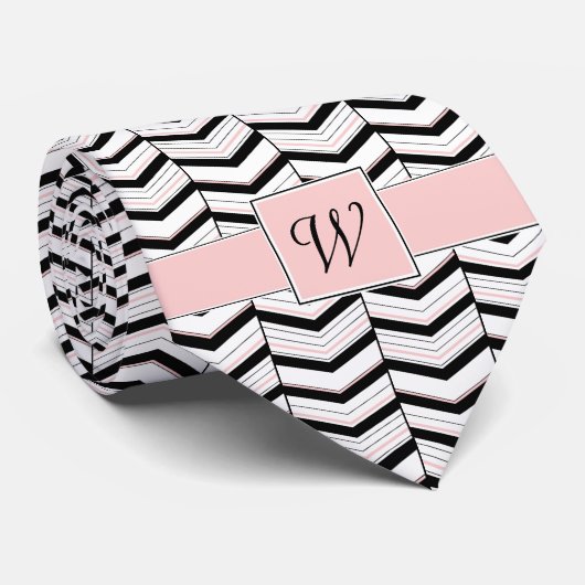 白黒と赤面シェブロンメンズネックタイ ネクタイ (ロール)