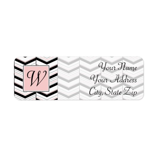 白黒と赤面シェブロン差出人住所ラベル ラベル (正面)