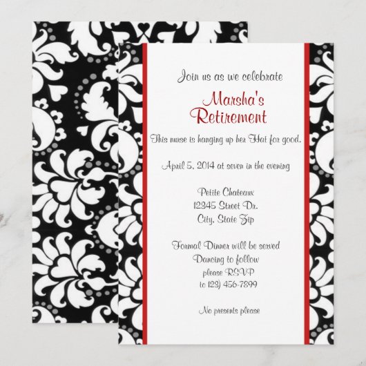 白黒と赤 招待状 (正面/裏面)