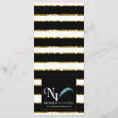 白黒と金ゴールドのグリッター結婚のメニュー メニュー (裏面)