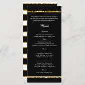 白黒と金ゴールドのグリッター結婚のメニュー メニュー (正面/裏面)