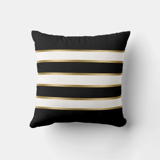 白黒と金ゴールドのパタストライプーン クッション (裏面)