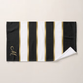 白黒と金ゴールドのパタストライプーン バスタオルセット (ハンドタオル)