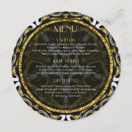 白黒と金ゴールドの結婚ジオメトリの丸 メニュー