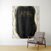 白黒と金ゴールドのGeodeロックフォトブースの背景 タペストリー (インサイチュ)