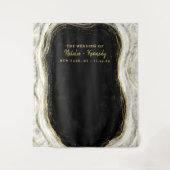 白黒と金ゴールドのGeodeロックフォトブースの背景 タペストリー (正面)