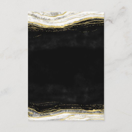 白黒と金ゴールドのGeode Agate結婚の情報 エンクロージャーカード (裏面)