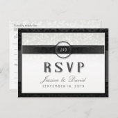 白黒と金ゴールドのTouchRSVP食事の選択 インビテーションポストカード (正面/裏面)