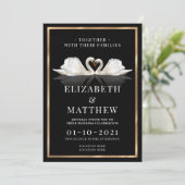 白黒と金ゴールドをテーマにしたスワ結婚ンズ 招待状 (スタンド正面)