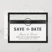 白黒と金ゴールドアールデコのTouch日付の保存 案内ポストカード (正面/裏面)