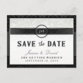 白黒と金ゴールドアールデコのTouch日付の保存 案内ポストカード (正面)