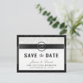 白黒と金ゴールドアールデコのTouch日付の保存 案内ポストカード (スタンド正面)