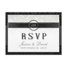 白黒と金ゴールドアールデコTouchRSVP PostCard