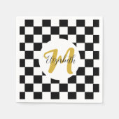 白黒と金ゴールドエレガント美学 スタンダードカクテルナプキン (正面)