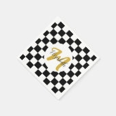 白黒と金ゴールドエレガント美学 スタンダードカクテルナプキン (角)