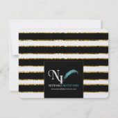 白黒と金ゴールドグリッター結婚式日付を保存 セーブザデート (裏面)