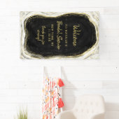 白黒と金ゴールドグードブライダルシャワー歓迎 横断幕 (インサイチュ)