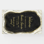 白黒と金ゴールドグードブライダルシャワー歓迎 横断幕 (横)