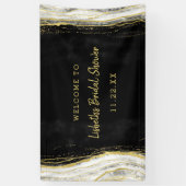 白黒と金ゴールドグードブライダルシャワー歓迎 横断幕 (縦)