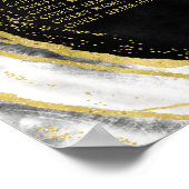 白黒と金ゴールドゲートのテーブルの座席表 ポスター (角)