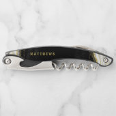 白黒と金ゴールドゲードアゲテ結婚ズモノグラム ソムリエナイフ (正面)