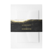 白黒と金ゴールドゲードアゲテ結婚ズモノグラム 招待状ベリーバンド (正面例)