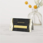 白黒と金ゴールドジオード予約結婚席 プレイスカード (正面)